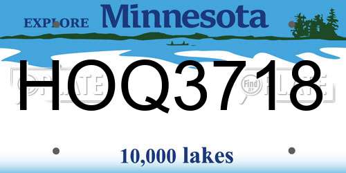 HOQ3718 Minnesota License Plate