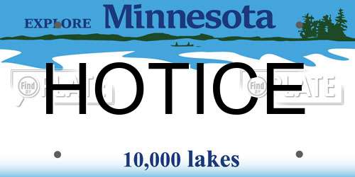 HOTICE Minnesota License Plate