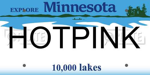 HOTPINK Minnesota License Plate