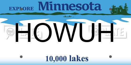 HOWUH Minnesota License Plate