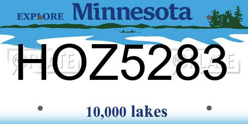 HOZ5283 Minnesota License Plate