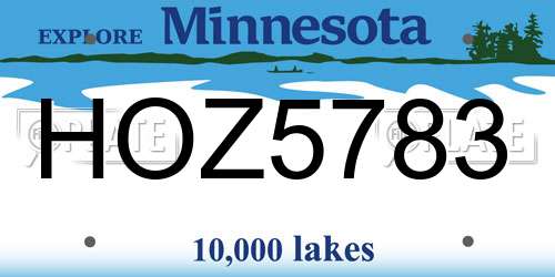 HOZ5783 Minnesota License Plate