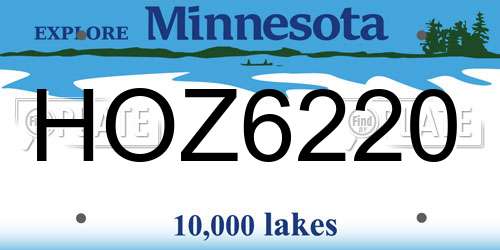 HOZ6220 Minnesota License Plate