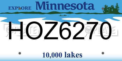 HOZ6270 Minnesota License Plate