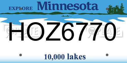 HOZ6770 Minnesota License Plate