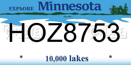 HOZ8753 Minnesota License Plate