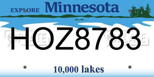 HOZ8783 Minnesota License Plate