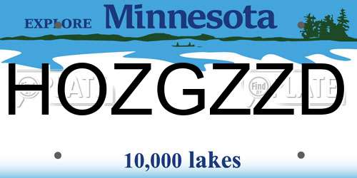 HOZGZZD Minnesota License Plate