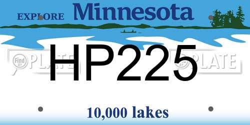 HP225 Minnesota License Plate