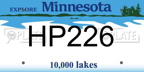 HP226 Minnesota License Plate