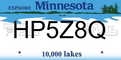 HP5Z8Q Minnesota License Plate