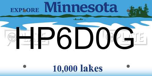 HP6D0G Minnesota License Plate