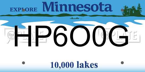HP6O0G Minnesota License Plate