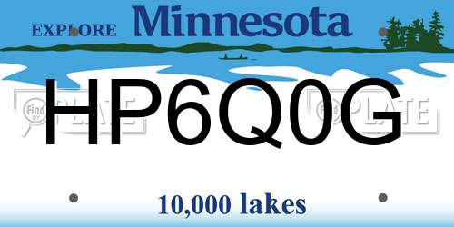 HP6Q0G Minnesota License Plate