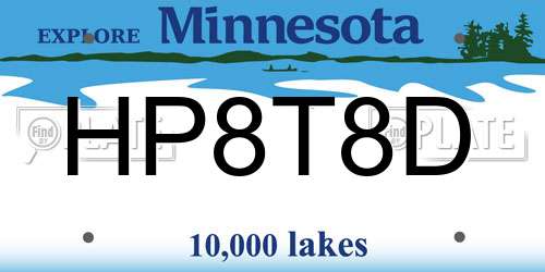 HP8T8D Minnesota License Plate