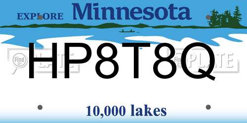 HP8T8Q Minnesota License Plate