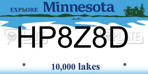 HP8Z8D Minnesota License Plate