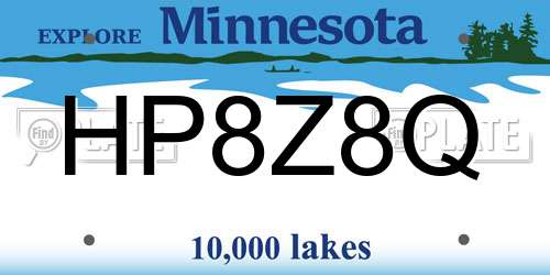 HP8Z8Q Minnesota License Plate