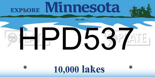 HPD537 Minnesota License Plate