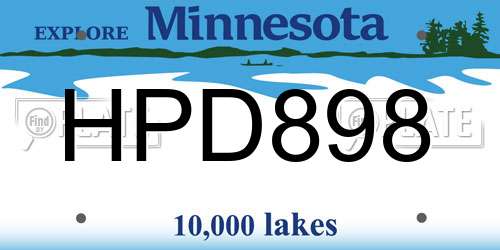 HPD898 Minnesota License Plate