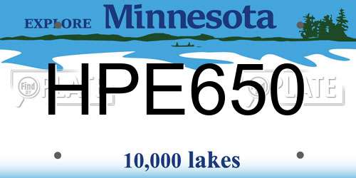 HPE650 Minnesota License Plate