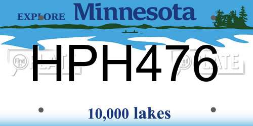 HPH476 Minnesota License Plate
