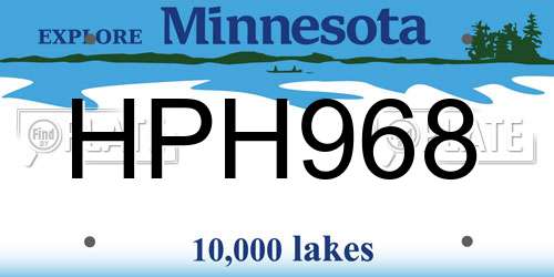 HPH968 Minnesota License Plate