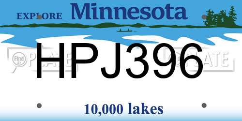 HPJ396 Minnesota License Plate