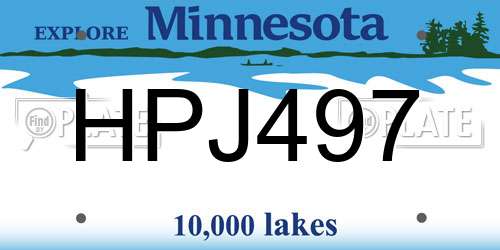 HPJ497 Minnesota License Plate