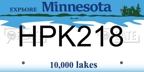 HPK218 Minnesota License Plate
