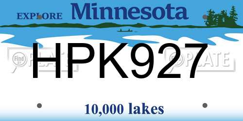 HPK927 Minnesota License Plate