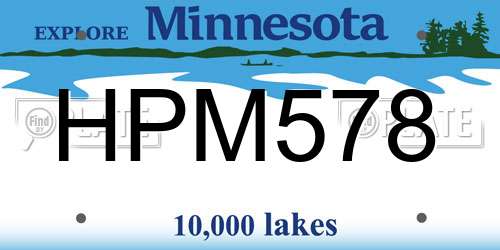 HPM578 Minnesota License Plate