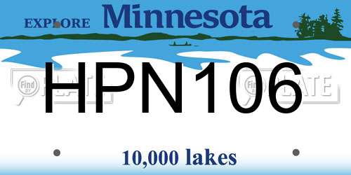 HPN106 Minnesota License Plate