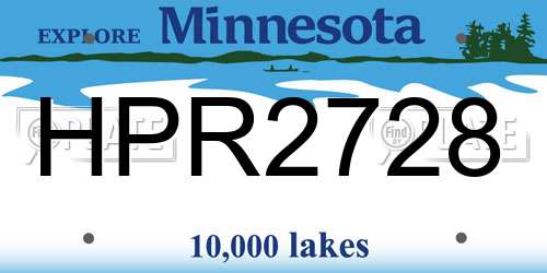 HPR2728 Minnesota License Plate