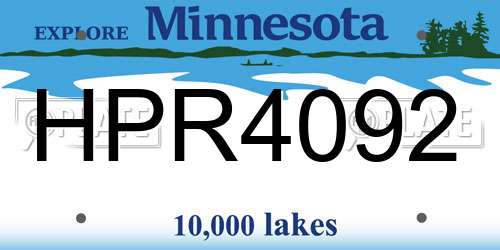 HPR4092 Minnesota License Plate
