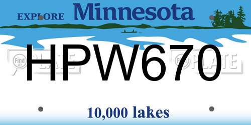 HPW670 Minnesota License Plate