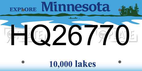 HQ26770 Minnesota License Plate