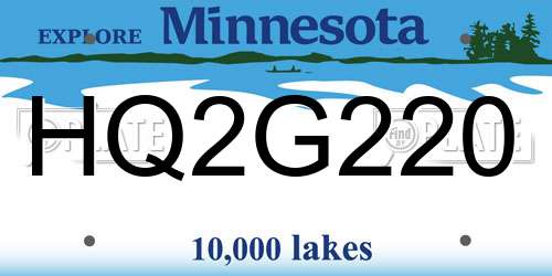 HQ2G220 Minnesota License Plate