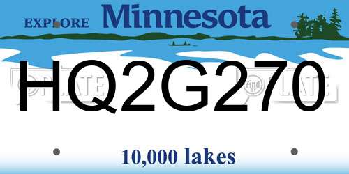 HQ2G270 Minnesota License Plate