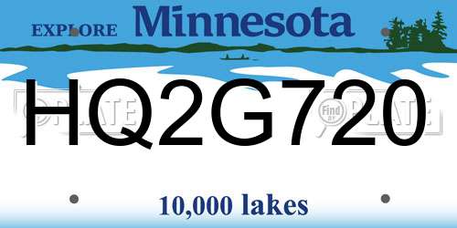 HQ2G720 Minnesota License Plate