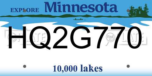 HQ2G770 Minnesota License Plate
