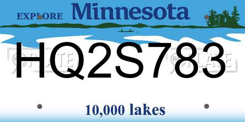 HQ2S783 Minnesota License Plate
