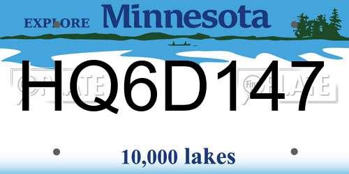 HQ6D147 Minnesota License Plate