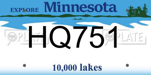 HQ751 Minnesota License Plate