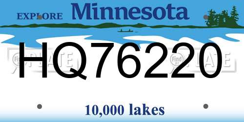 HQ76220 Minnesota License Plate