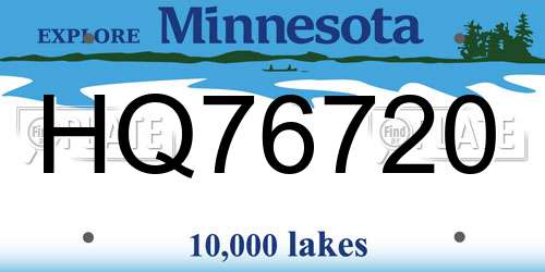 HQ76720 Minnesota License Plate