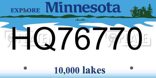 HQ76770 Minnesota License Plate