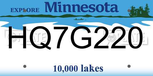 HQ7G220 Minnesota License Plate