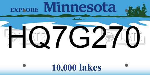 HQ7G270 Minnesota License Plate
