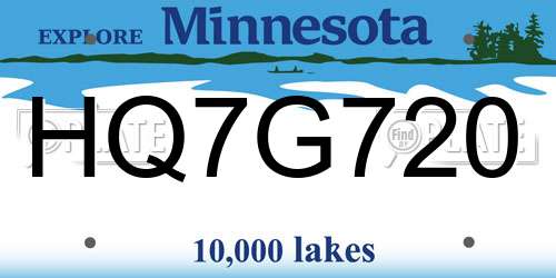 HQ7G720 Minnesota License Plate